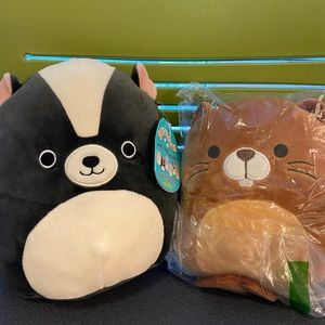 7” Skyler Skunk& Chip beaver Squishmallow LOT BNWT
